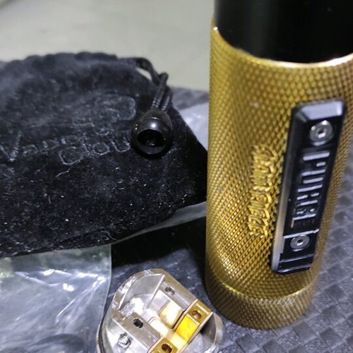 Purge Gold 21700 mechanical mod like new with Ashgard Black 28mm extra deck