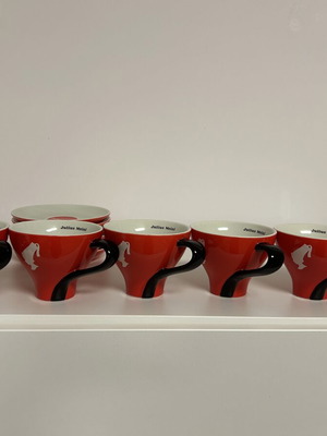 Set of 6 Red Capuccino Cups with Saucers Porcelain Kahla New