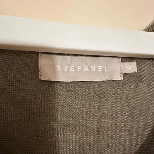 Stefanel dress used, XS, grey-olive, linen and silk