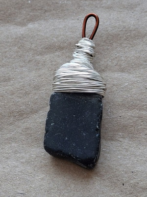 Pirate Sea Glass Pendant with Copper and Silver-Plated Wire