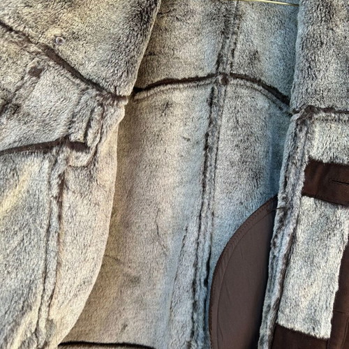Brown men's coat made of faux suede with fur, size M, like new