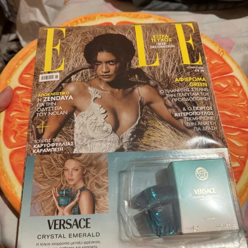 Elle Magazine June 2026 with Versace Crystal Emerald mini perfume new