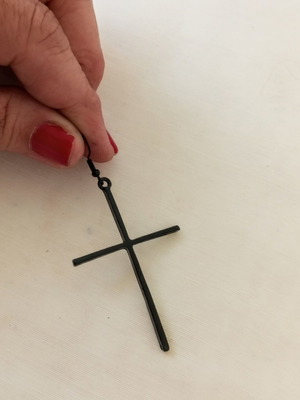 Black Minimal Cross Dangling Earrings new, goth punk style