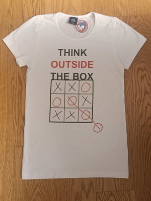 Think Outside the Box white short-sleeve t-shirt new