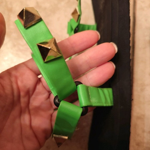 Flat sandals used with studs, size 41, green