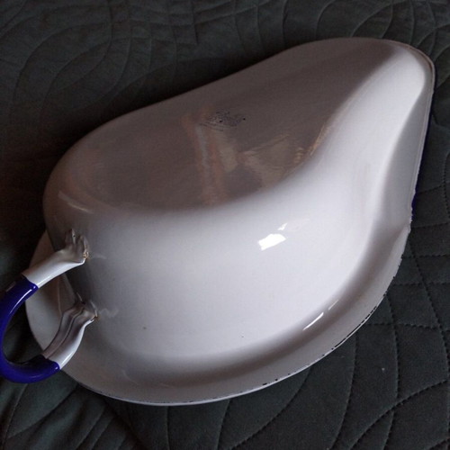 Bedpan duck metal used, white, old antique
