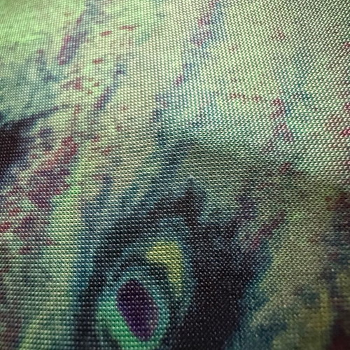 Dress long strapless with peacock feather print, like new