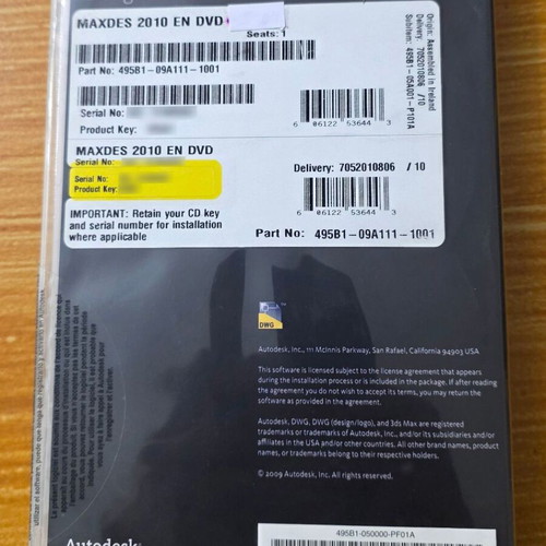 Autodesk 3ds Max Design 2010 software, original case with 2 DVDs