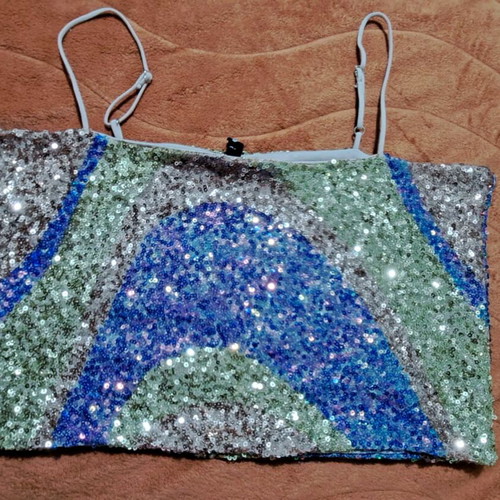 Sinsay crop top with thin straps new, size XL multicolor