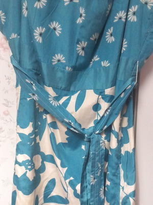 Monsoon summer dress used, white and turquoise, size 20
