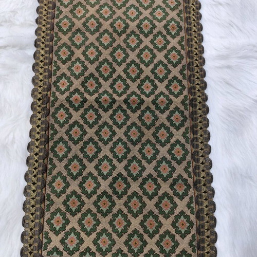 Handmade embroidered counted table runner with gold thread filling