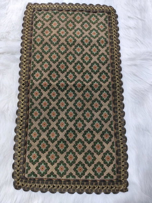 Handmade embroidered counted table runner with gold thread filling