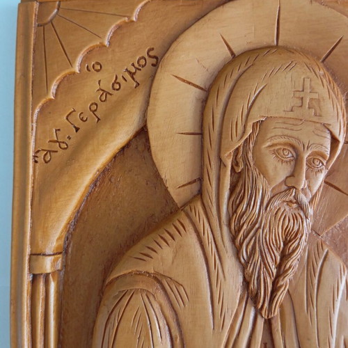 Ag. Gerasimos Kefallinias large new icon made of wax, mastic and incense