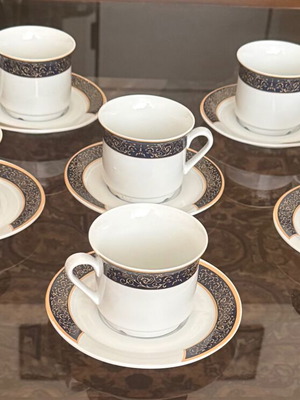 Vintage ARPO tea cup set with saucers, 6 pieces, Curtea de Argeș porcelain