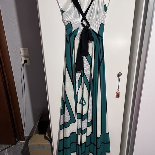 Maxi dress BSB like new, petrol with white and black geometric patterns