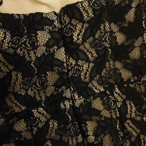 Mini dress with black lace and beige lining like new