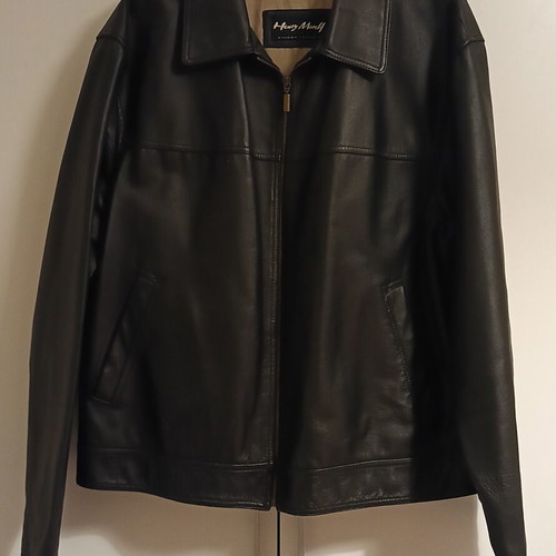 Men's leather jacket black size 60 new