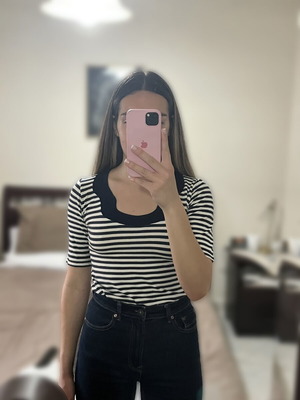 Blouse with elbow-length sleeves, size Small, like new, cotton