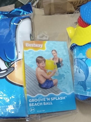 Beach set with Fier kids towel, dolphin bucket and beach ball new