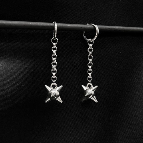Meteor Hammer earrings new, silver stainless steel