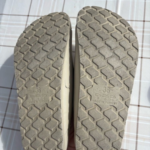 Slippers size 36 used, beige with minor wear
