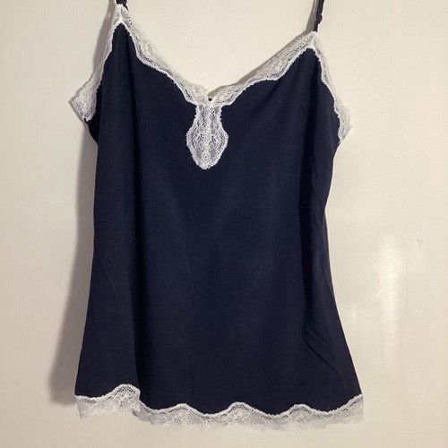 Les Essentiels de Monoprix Black Lingerie-Style Top with Lace, Like New