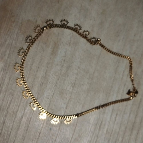 Necklace with evil eyes used, gold color stainless steel
