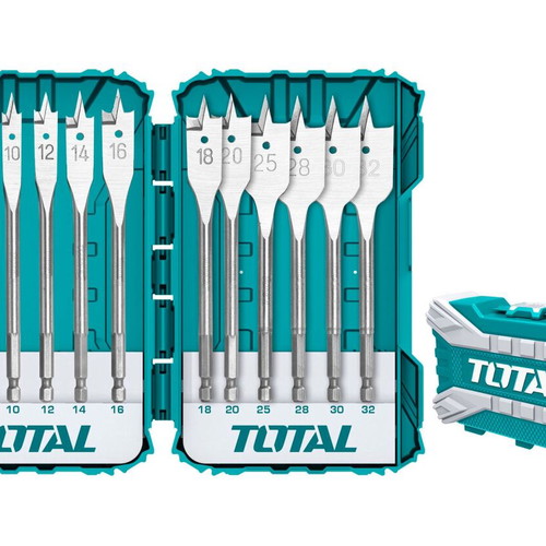 Set of 12 spade drill bits with hex shank for wood new