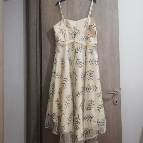 Formal dress with lining, adjustable straps, white and black