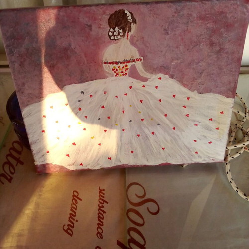 Handmade painting girl with wedding dress new 30x24