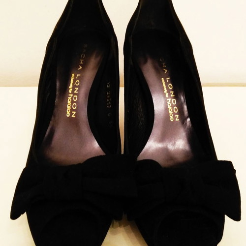 SACHA LONDON shoes size 36 black leather suede peep toe new