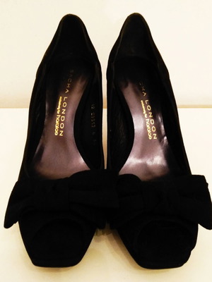 SACHA LONDON Γόβες 36 μαύρες δερμάτινες suede peep toe καινούργιες