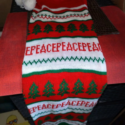 Christmas stocking multicolored with pom-poms new