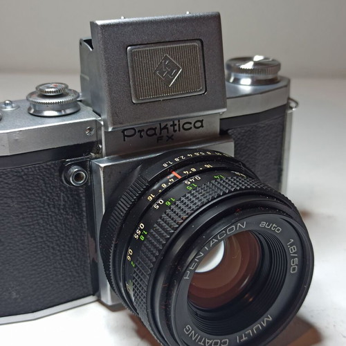 Vintage Film Camera Practica FX used without lens with TLR-style viewfinder