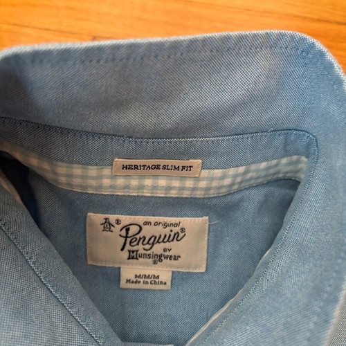 Penguin short-sleeve shirt size M like new, blue turquoise