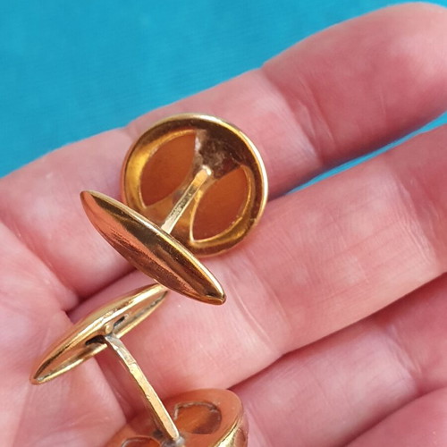 Vintage 60s cufflinks with baltic amber used, gold plated
