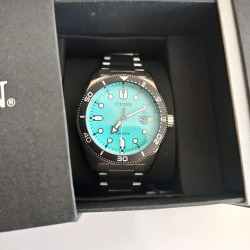 Citizen AW1760-81W men's watch new, Eco-Drive, turquoise dial