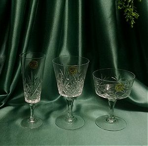 Ποτήρια Cristal D'Arques Chantilly Taille Beaugency. Γαλλικό κρύσταλλο αντίκες 1970