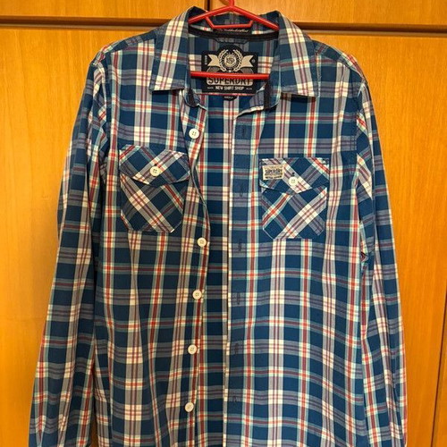 Superdry men's shirt like new, size M, white and blue