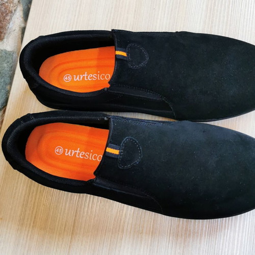 Urtesico men's leather shoes, genuine cowhide, size 45, black
