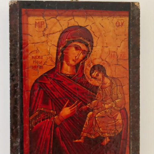 Byzantine icon of Panagia Kecharitomeni used, vintage style wooden