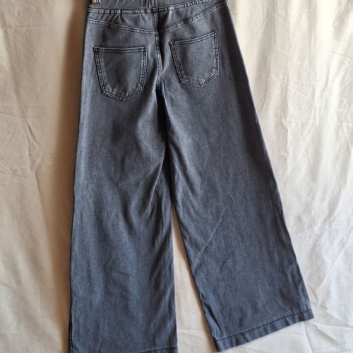 H&M Kids Grey Jeggings Pants with White Heart Prints, Wide Leg, Age 10-11, 146cm