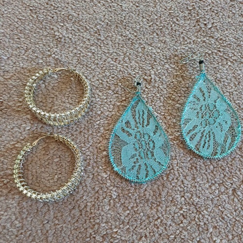 Set of 2 faux bijoux earrings like new, turquoise