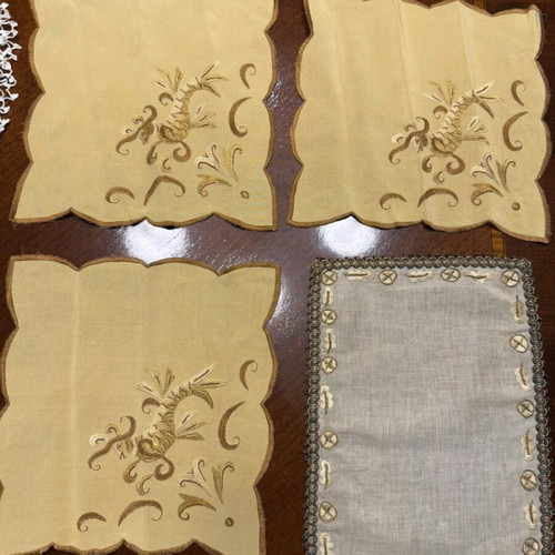 Table linens new, crochet and embroidery, pack of 8 pieces