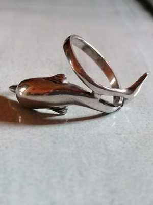 Silver 925 dolphin ring no 54 (US 6.75)