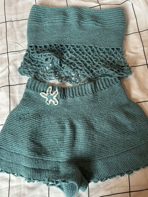 Crochet summer set size S-M new, turquoise