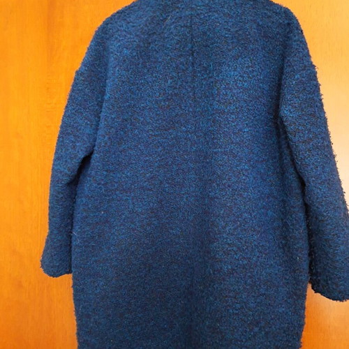 Mango coat used, petrol bouclé texture, size XS