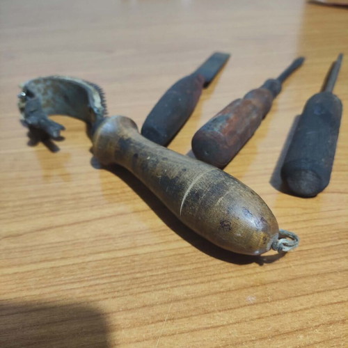 Tools and shoe lasts from old cobbler's shop used