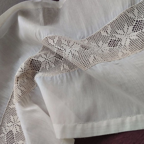 Handmade embroidery new, beige, 125x45 cm