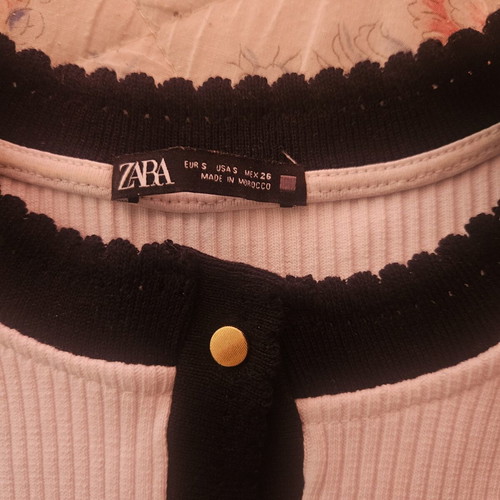 Zara knitted cardigan size S like new, white with black details